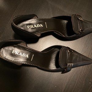 Stylish Prada deep brown leather work shoes